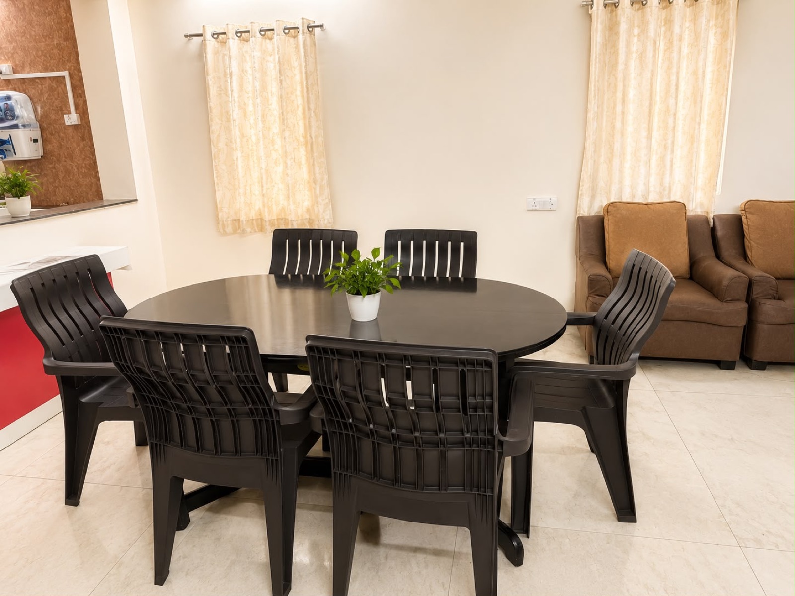 Dining table with six chairs